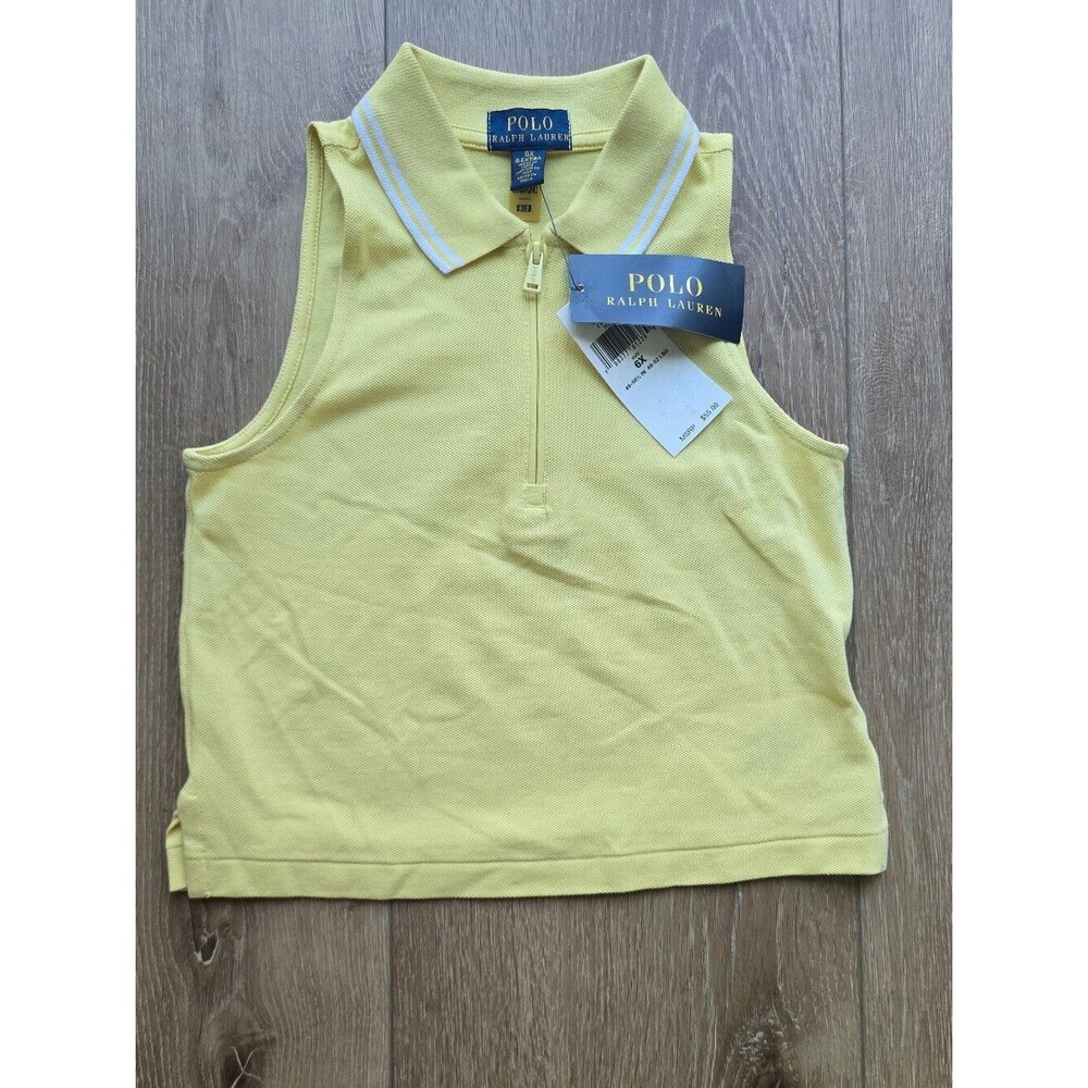 Polo Ralph Lauren Toddler Little Girls Stretch Mesh Half Zip Boxy Polo Shirt 6x
